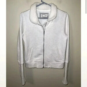 Saturday Sunday Faux Fur Sweatshirt Size Medium Full Zip Anthropologie